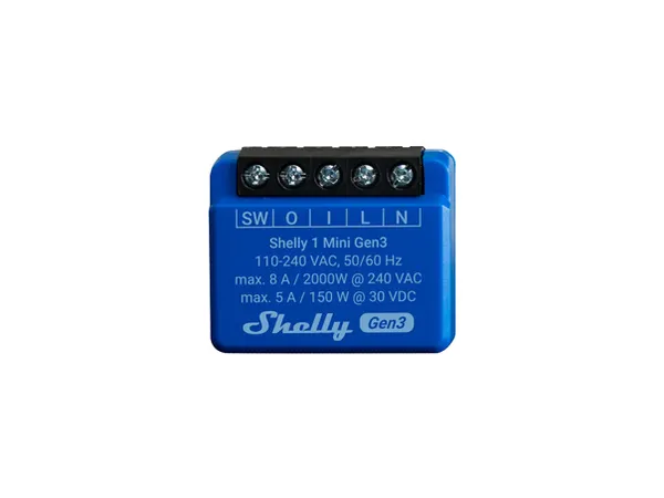 Shelly 1 Mini GEN3 - Relay Switch 1 x 8A (WiFi, Bluetooth)